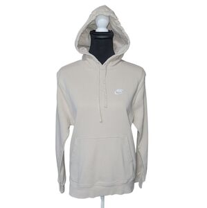 Nike tan kangaroo pocket hoodie with white Nike emblem Size S